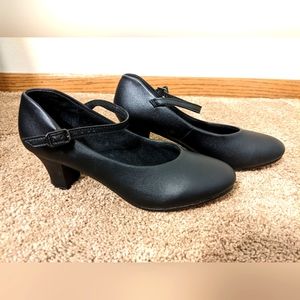 Black leather dance shoes